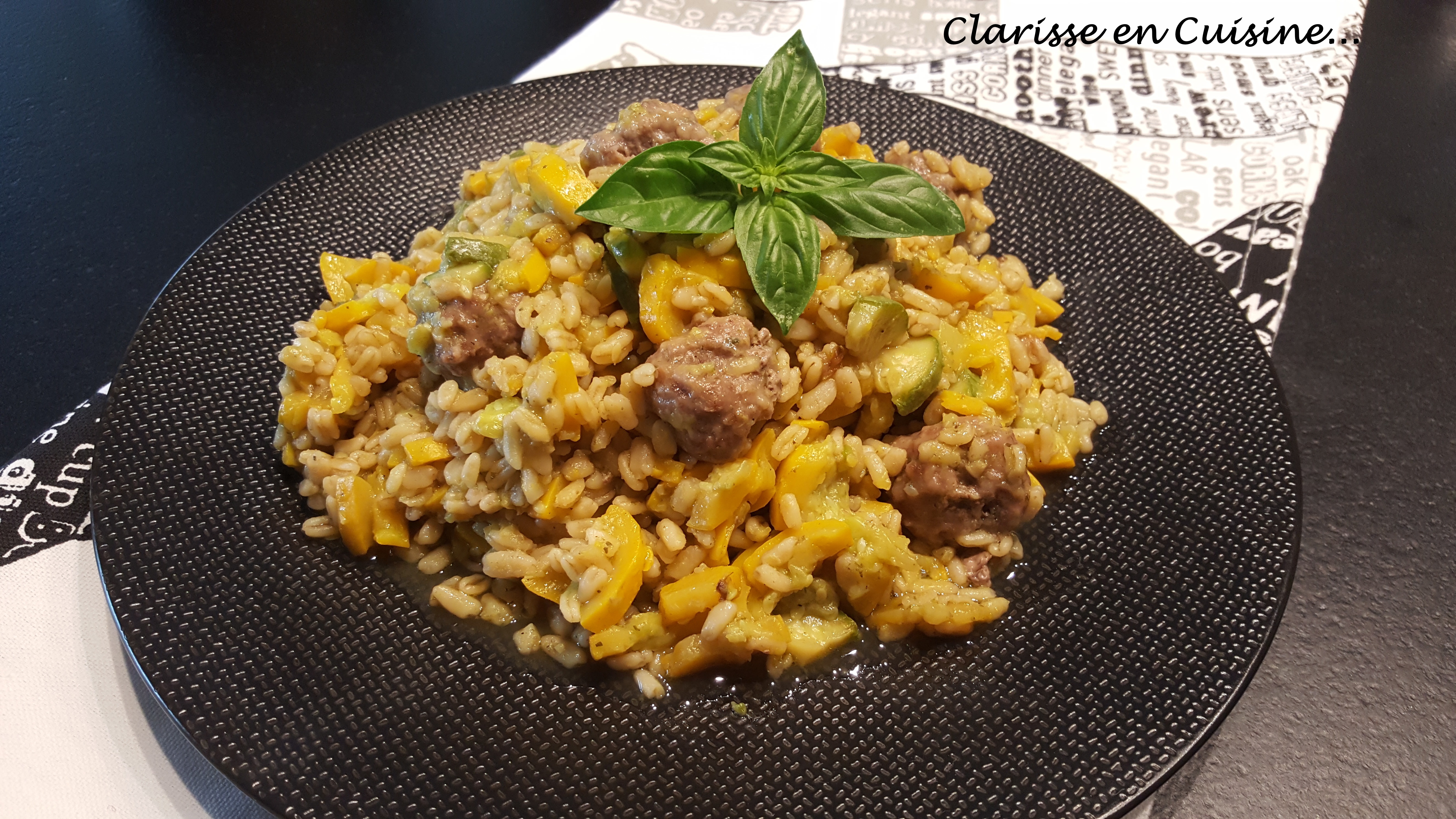 One pot d’Ebly à la courgette et aux boulettes