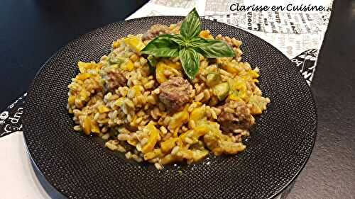 One pot d’Ebly à la courgette et aux boulettes