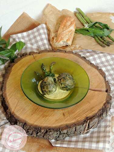 Canederli à ail des ours ~ Crème d’asperge verte & feta