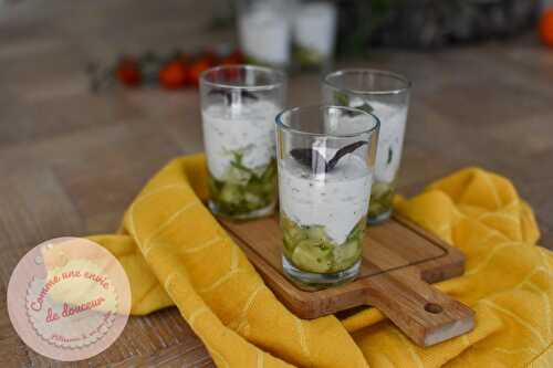 Verrines apéro ~ Mousse de fromage blanc aux herbes & concombre