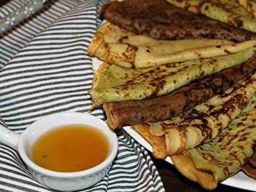 Crêpes légères au yaourt saveur chocolat, vanille et pistache