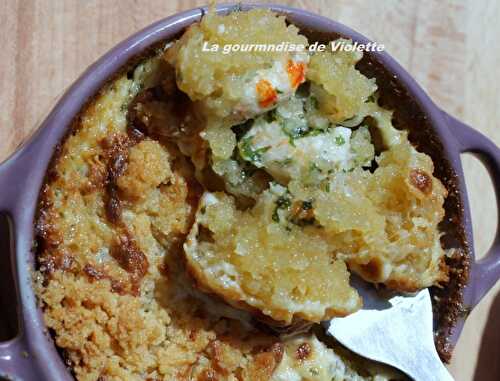 Crumble de moules et crevettes au curry