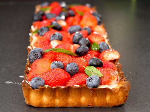 Tarte aux fraises et myrtilles