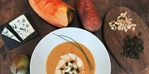 Soupe de patate douce, courge et lait de coco