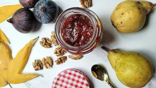 Recette de confiture de figues, poires Williams et noix