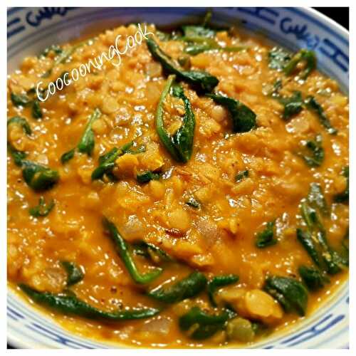 Curry de lentilles corail aux épinards - plaisirs et gourmandises