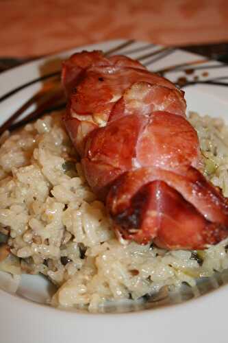 Mon menu de saint valentin #2 : poulet au bacon,risotto aux champignons - plaisirs et gourmandises