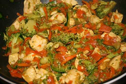 Wok de légumes au poulet et curry - plaisirs et gourmandises
