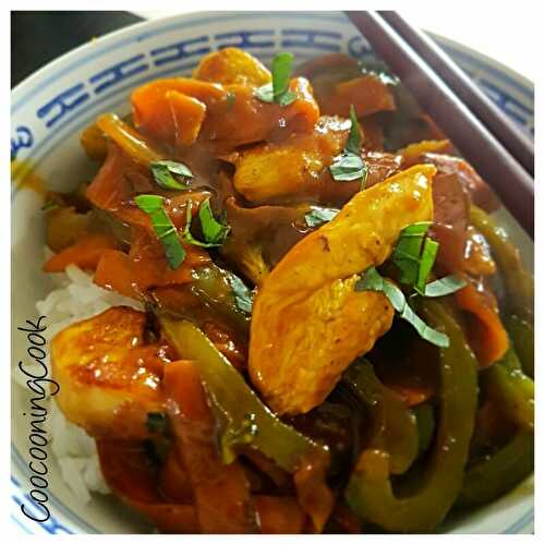 Wok de légumes et poulet au curry - plaisirs et gourmandises