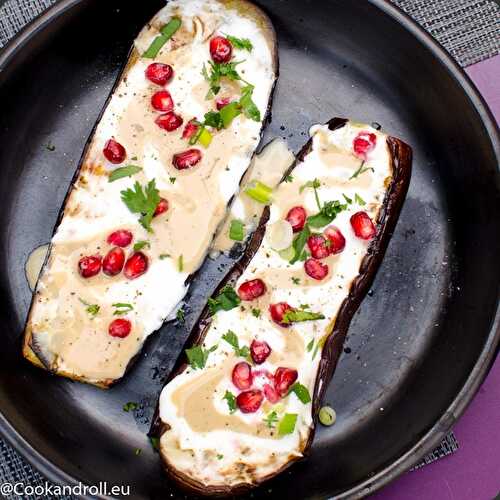 Aubergines à la plancha, tahini et brebis