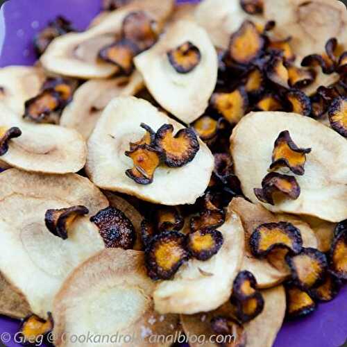 Chips de panais et carottes violettes