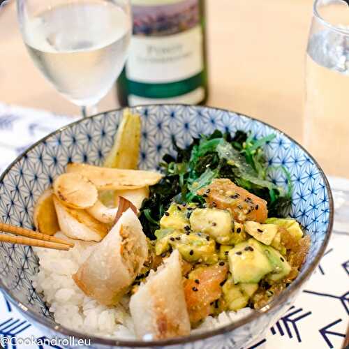 Donburi avocat-saumon, algues et radis - Pinot Luxembourgeois