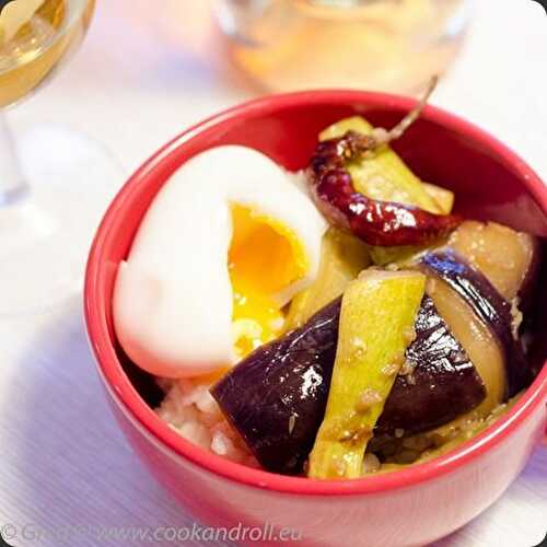 Donburi de courgettes et aubergines