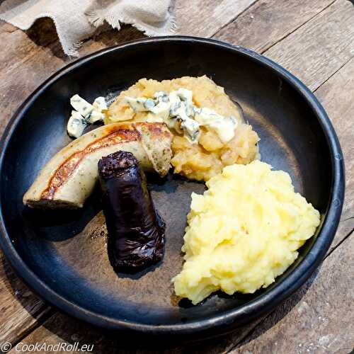 Duo de boudins, compotée à la Fourme d'Ambert