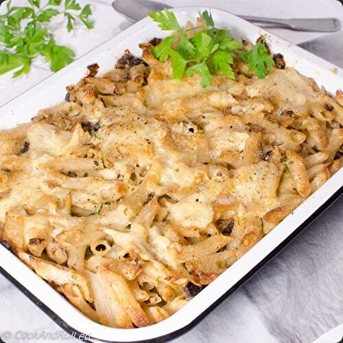 Gratin de penne aux champignons et Herve