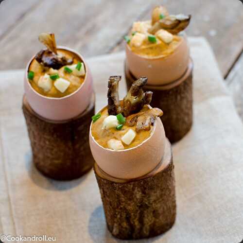 Oeuf toqué à la courge butternut et Herve