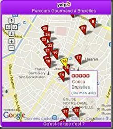 Parcours Gourmand bruxellois sur Yelp