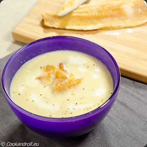 Potage de blancs de poireaux au hareng fumé