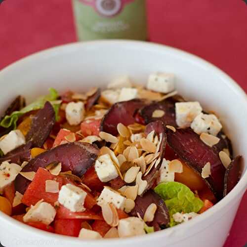 Salade de pastèque au boeuf séché et huile de Provence