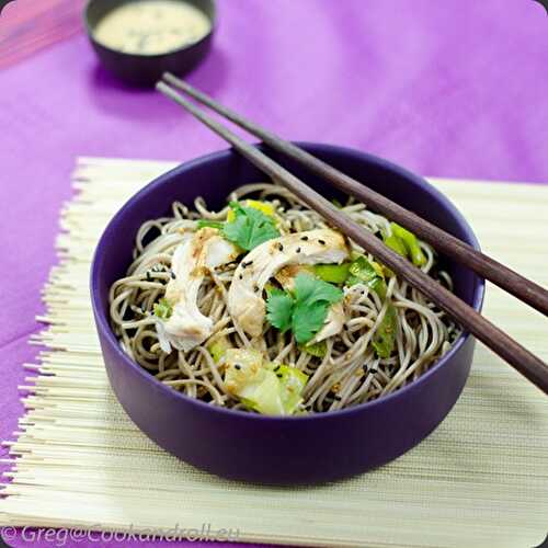 Salade froide de nouilles soba aux poireaux