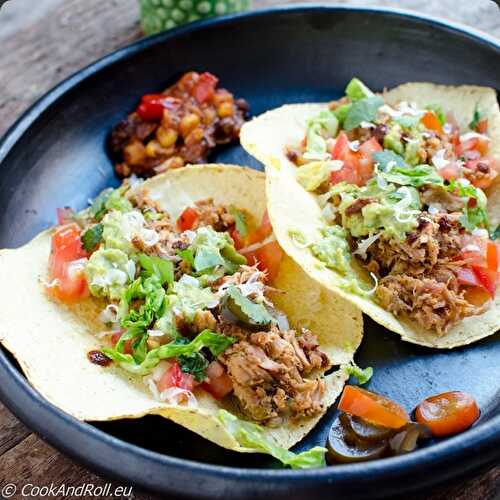 Tacos au guacamole et pulled pork