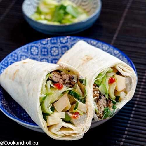 Wrap aux boulettes asiatiques et concombre