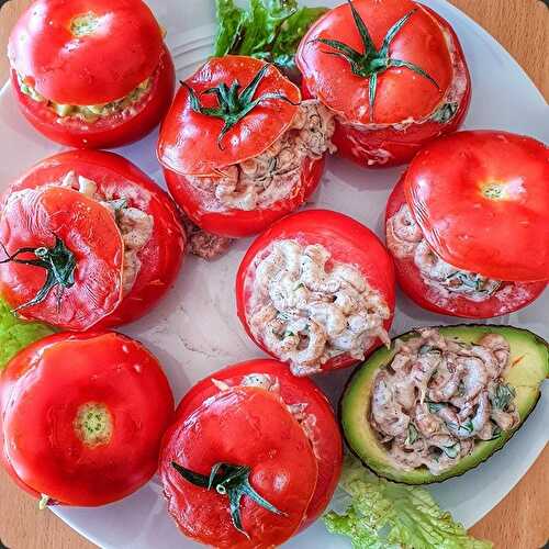 Tomates aux crevettes grises