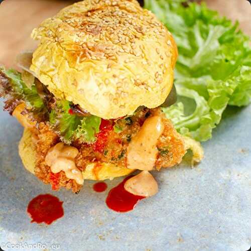 Chicken burger, sweet potato bun