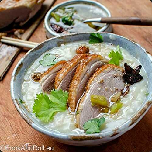 Congee au coco et canard laqué