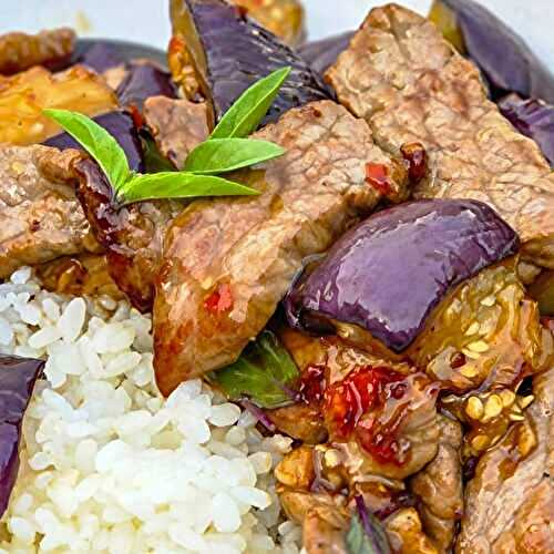 Boeuf sauté aux aubergines et piment 