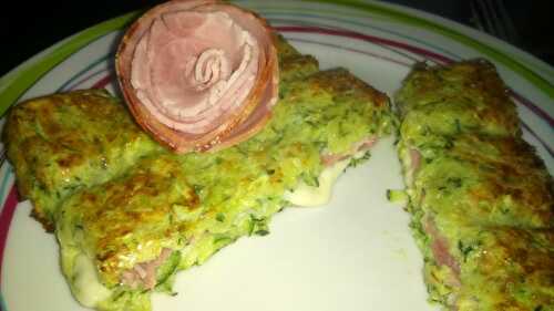 Croque tablette de courgette au fromage et sa fleur de jambon 5sp