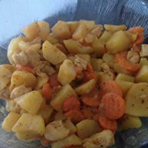 Aiguillettes de poulet pomme de terre carottes
