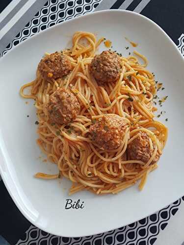 Boulettes de Boeuf et spaghettis à la tomate