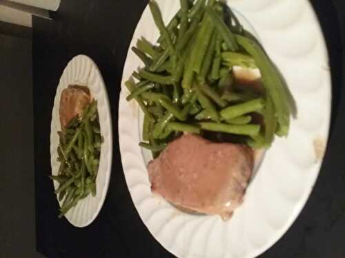 Côte de porc et haricots verts