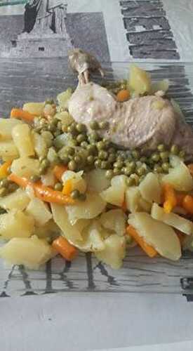 Cuisse de poulet patate petit pois