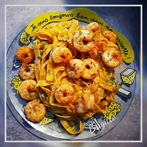 Fettuccine et crevettes à l’ail