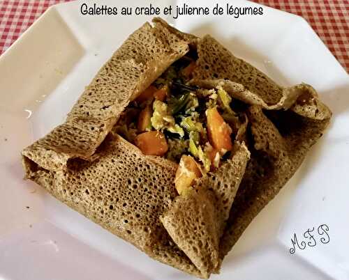 Galettes au crabe et julienne de légumes