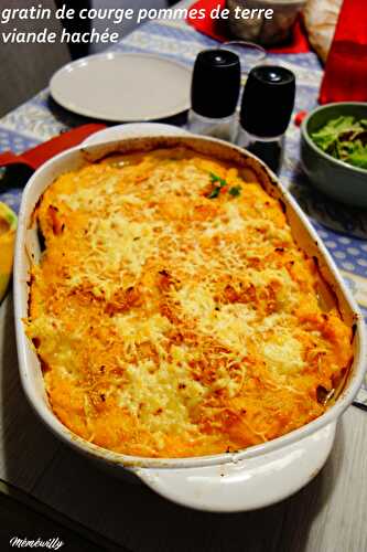 Gratin de courge pommes de terre viande hachée