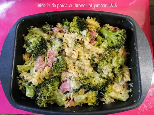 Gratin de pâtes au brocoli et jambon.WW