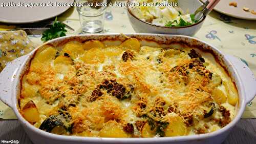 GRATIN DE POMMES DE TERRE COURGETTES FARCE A LEGUMES A LA CANCOILLOTTE