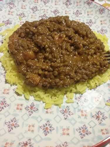 Lentilles à la marocaine et riz