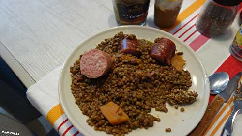 Lentilles aux saucisses de Montbéliard et saucisse de Morteau