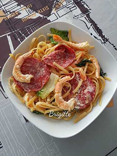 Linguines au Chorizo et aux crevettes