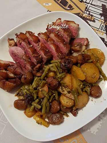 Magret de canard, P.de terre, Haricots, châtaignes