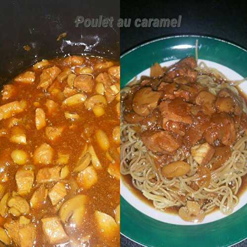 Nouilles chinoises au caramel oignons poulet