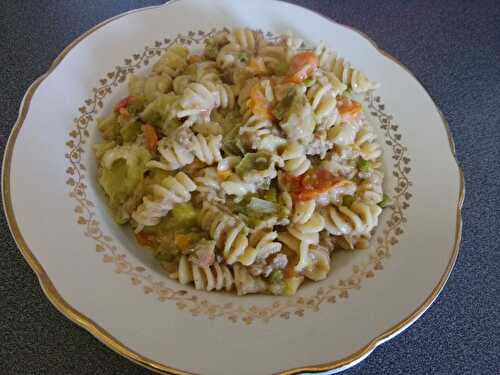 On pot pasta aux Fusilli,légumes et ses petits boursins