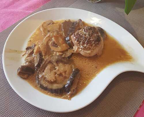 Paupiettes de dinde à l’aubergine et champignons