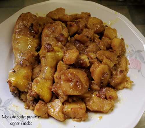 Pilons de poulet avec panais et oignon rissolés