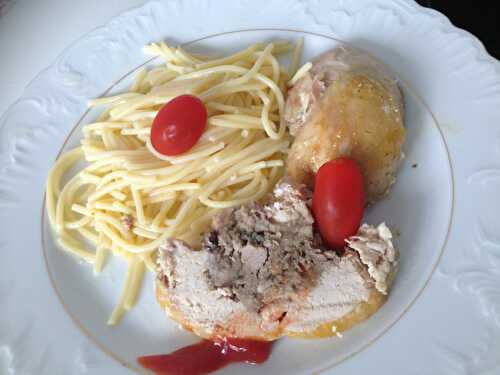 Pintade aux cèpes et spaghetti