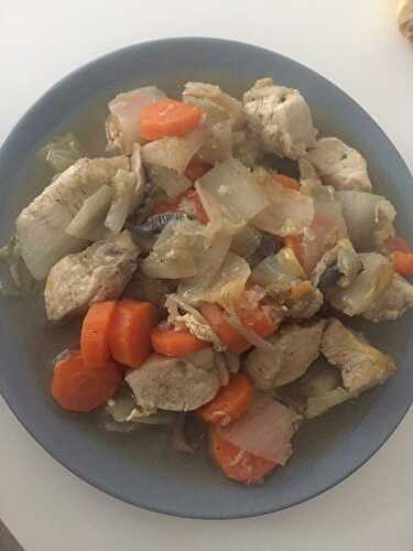 Poulet aux endives,carottes et champignons